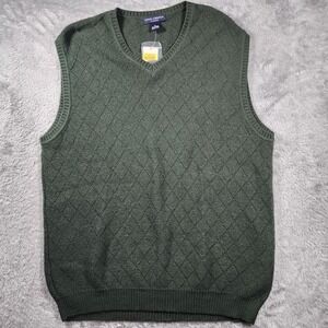 Daniel Cremieux Sweater Vest Mens XL Green Alpaca V Neck Argyle Knit Classic